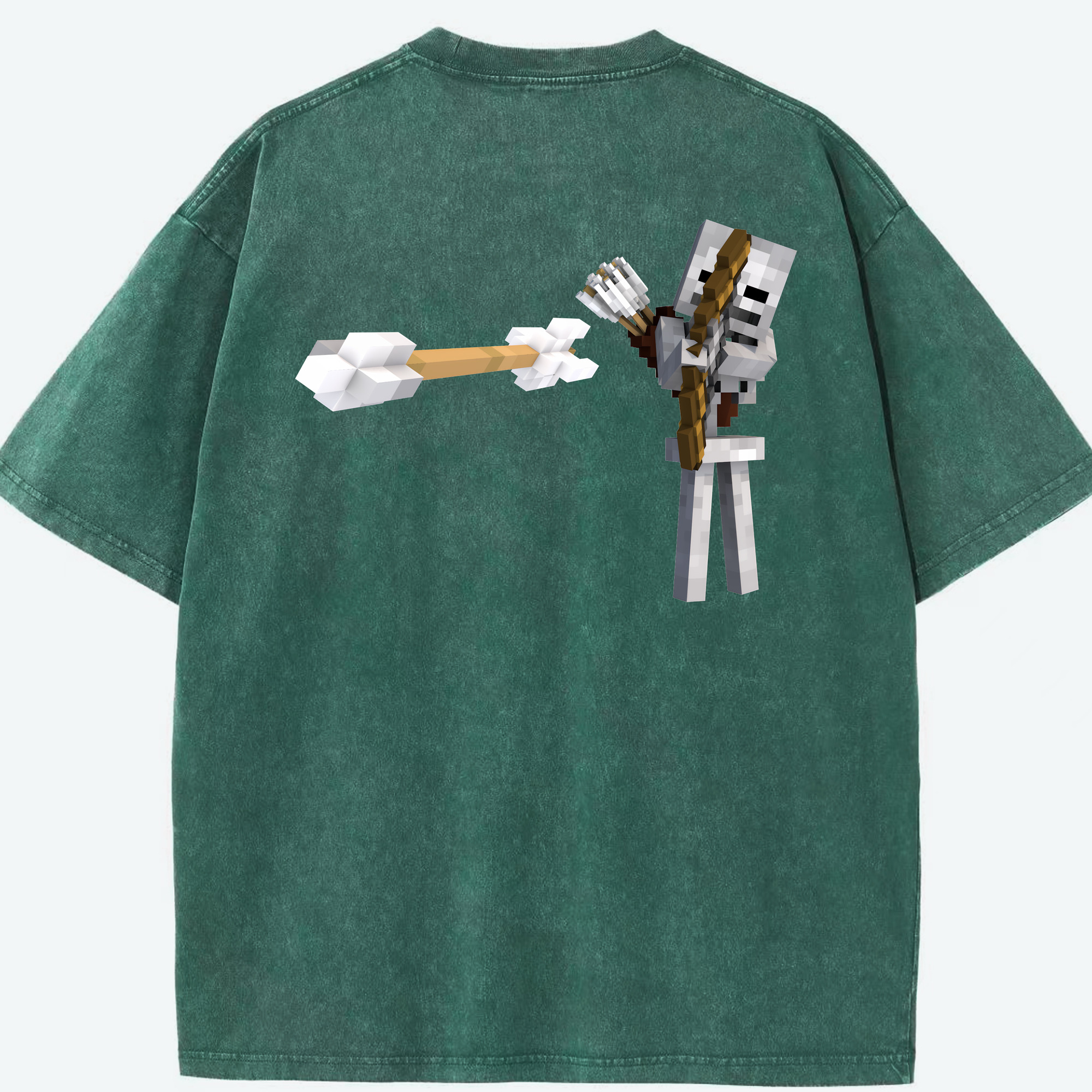 （画像用） マインクラフト ブロックの世界 Minecraft MC Block world 綿100% ヴィンテージ風 半袖Tシャツ（背面プリント）